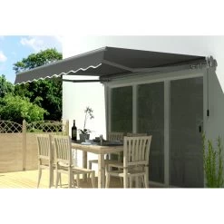 Store Banne Manuel 350x250cm EASY Toile Polyester Grise - X-METAL -Abri De Jardin store banne manuel 350x250cm easy toile polyester grise x metal 3