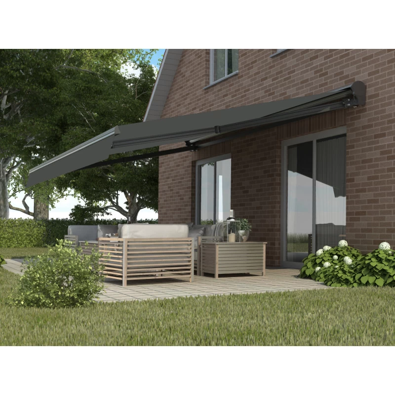 Store Banne Manuel 395x300cm DECO Toile Polyester Grise - X-METAL 3 Store Banne Manuel 395x300cm DECO Toile Polyester Grise - X-METAL