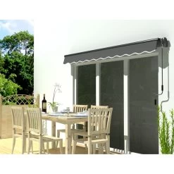 Store Banne Motorisé 350x250cm EASY Toile Polyester Grise - X-METAL -Abri De Jardin store banne motorise 350x250cm easy toile polyester grise x metal 5