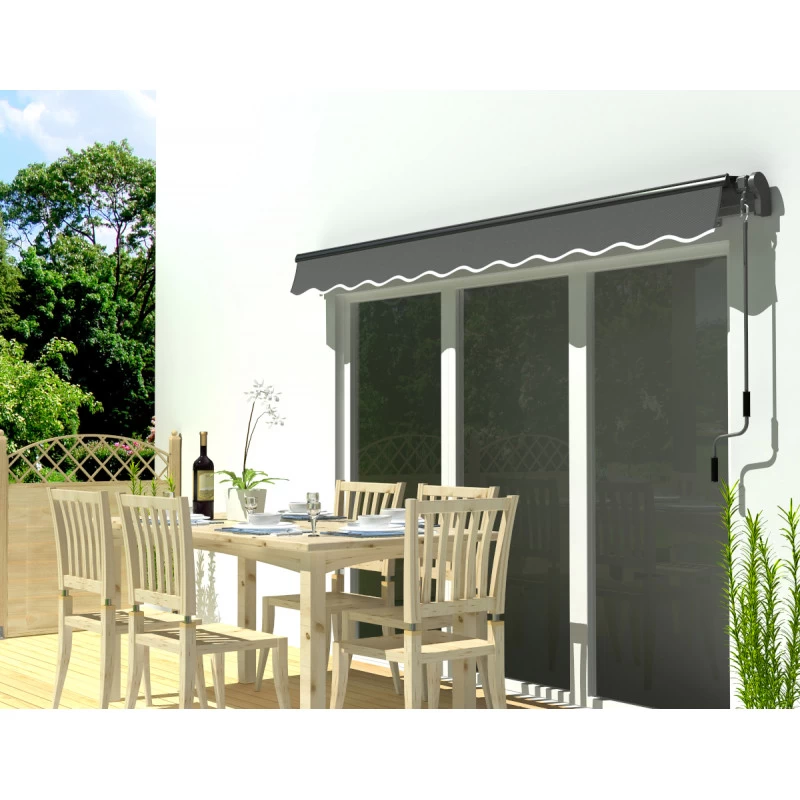 Store Banne Motorisé 395x300cm EASY Toile Polyester Grise - X-METAL 5 Store Banne Motorisé 395x300cm EASY Toile Polyester Grise - X-METAL – Image 3