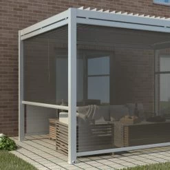 Store Latéral Gris Clair 270cm Pour Pergola Bioclimatique En Aluminium X-METAL -Abri De Jardin store lateral gris clair 270cm pour pergola bioclimatique en aluminium x metal 2
