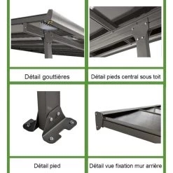 Toit De Terrasse 12,83m² Aluminium Anthracite Et Polycarbonate Habrita 10 Toit De Terrasse 12,83m² Aluminium Anthracite Et Polycarbonate Habrita -Abri De Jardin toit de terrasse 1283m aluminium anthracite et polycarbonate habrita 2