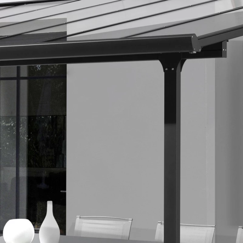 Toit De Terrasse 12,83m² Aluminium Anthracite Et Polycarbonate Habrita 6 Toit De Terrasse 12,83m² Aluminium Anthracite Et Polycarbonate Habrita – Image 4