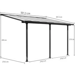 Toit De Terrasse 15,38m² Aluminium Anthracite Et Polycarbonate Habrita -Abri De Jardin toit de terrasse 1538m aluminium anthracite et polycarbonate habrita 2