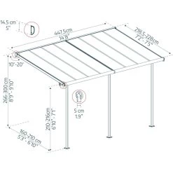 Toit De Terrasse 224x448cm En Aluminium Gris Et Polycarbonate 6mm SIERRA - Canopia By Palram 10 Toit De Terrasse 224x448cm En Aluminium Gris Et Polycarbonate 6mm SIERRA - Canopia By Palram -Abri De Jardin toit de terrasse 224x448cm en aluminium gris et polycarbonate 6mm sierra palram 1 2