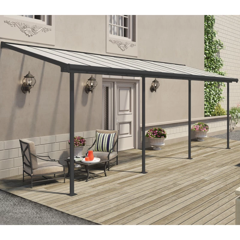 Toit De Terrasse 224x670cm En Aluminium Gris Et Polycarbonate 6mm SIERRA - Canopia By Palram 3 Toit De Terrasse 224x670cm En Aluminium Gris Et Polycarbonate 6mm SIERRA - Canopia By Palram