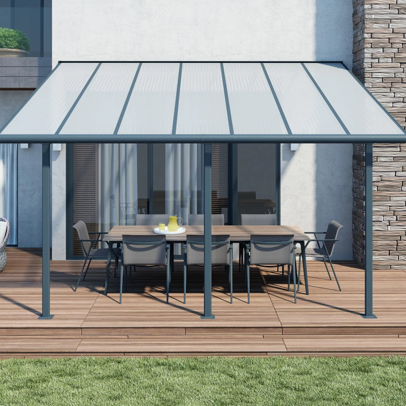 Toit De Terrasse 299x434cm En Aluminium Gris Et Polycarbonate 6mm SIERRA - Canopia By Palram 6 Toit De Terrasse 299x434cm En Aluminium Gris Et Polycarbonate 6mm SIERRA - Canopia By Palram – Image 4