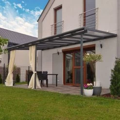 Toit De Terrasse 299x555cm En Aluminium Gris Et Polycarbonate 6mm SIERRA - Canopia By Palram -Abri De Jardin toit de terrasse 299x555cm en aluminium gris et polycarbonate 6mm sierra canopia by palram 3