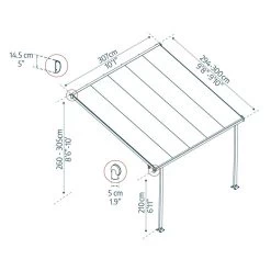 Toit De Terrasse 300x305cm En Aluminium Gris Et Polycarbonate 8mm FERIA - Canopia By Palram -Abri De Jardin toit de terrasse 300x305cm en aluminium gris et polycarbonate 8mm feria palram 2