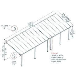 Toit De Terrasse 300x971cm En Aluminium Gris Et Polycarbonate 8mm FERIA - Canopia By Palram -Abri De Jardin toit de terrasse 300x971cm en aluminium gris et polycarbonate 8mm feria palram 2