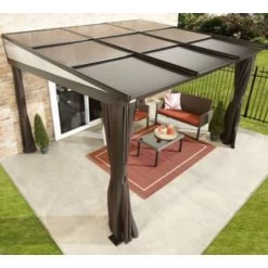 Tonnelle Adossée Budapest 364x288cm En Aluminium Avec Toit Rétractable - SOJAG -Abri De Jardin tonnelle adossee budapest 364x288cm en aluminium avec toit retractable sojag 2