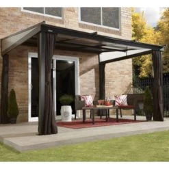 Tonnelle Adossée Budapest 364x288cm En Aluminium Avec Toit Rétractable - SOJAG -Abri De Jardin tonnelle adossee budapest 364x288cm en aluminium avec toit retractable sojag 3