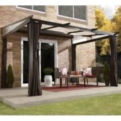 Tonnelle Adossée Budapest 364x288cm En Aluminium Avec Toit Rétractable - SOJAG -Abri De Jardin tonnelle adossee budapest 364x288cm en aluminium avec toit retractable sojag 4