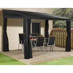 Tonnelle Adossée Portland 484x298cm En Aluminium Et Acier Galvanisé - SOJAG