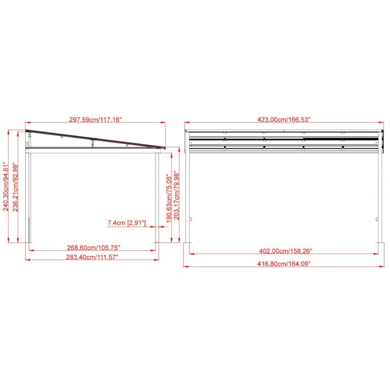 Tonnelle Adossée St. Barth 424x296cm En Aluminium Et Polycarbonate 8mm - SOJAG 8 Tonnelle Adossée St. Barth 424x296cm En Aluminium Et Polycarbonate 8mm - SOJAG – Image 6