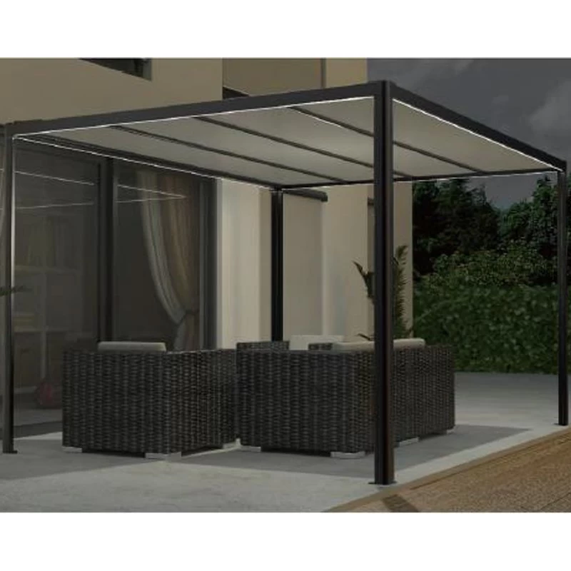 Tonnelle Couv’Terrasse® E Store 3x3m En Aluminium Laqué Gris Et Polycarbonate 8mm - Chalet Et Jardin 4 Tonnelle Couv’Terrasse® E Store 3x3m En Aluminium Laqué Gris Et Polycarbonate 8mm - Chalet Et Jardin – Image 2