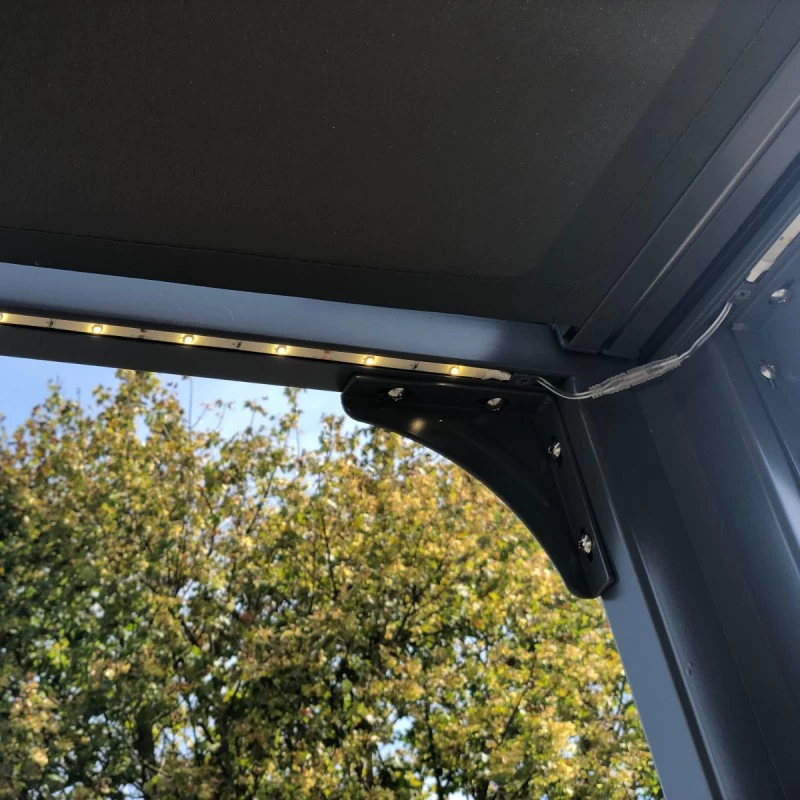 Tonnelle Couv’Terrasse® E Store 3x3m En Aluminium Laqué Gris Et Polycarbonate 8mm - Chalet Et Jardin 6 Tonnelle Couv’Terrasse® E Store 3x3m En Aluminium Laqué Gris Et Polycarbonate 8mm - Chalet Et Jardin – Image 4