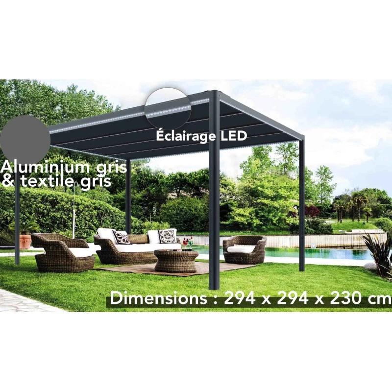 Tonnelle Couv’Terrasse® E Store 3x3m En Aluminium Laqué Gris Et Polycarbonate 8mm - Chalet Et Jardin 3 Tonnelle Couv’Terrasse® E Store 3x3m En Aluminium Laqué Gris Et Polycarbonate 8mm - Chalet Et Jardin