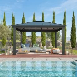 Tonnelle Dallas 4300 En Aluminium Et Polycarbonate Isolant Avec éclairage – Palram - Canopia -Abri De Jardin tonnelle dallas 4300 en aluminium et polycarbonate isolant avec eclairage palram 3