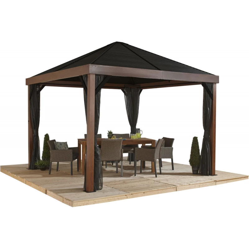 Tonnelle De Jardin Valencia 363x363cm En Aluminium Aspect Bois – SOJAG 4 Tonnelle De Jardin Valencia 363x363cm En Aluminium Aspect Bois – SOJAG – Image 2