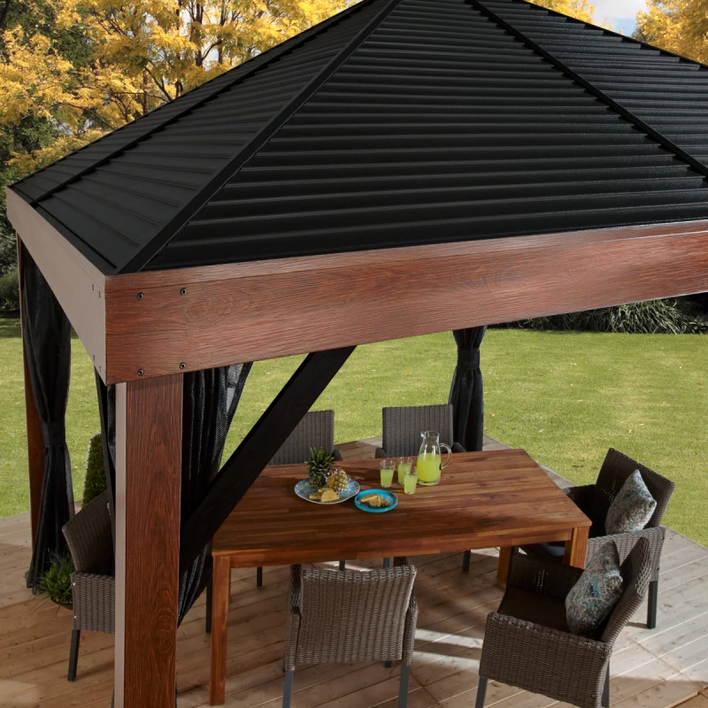 Tonnelle De Jardin Valencia 363x363cm En Aluminium Aspect Bois – SOJAG 6 Tonnelle De Jardin Valencia 363x363cm En Aluminium Aspect Bois – SOJAG – Image 4